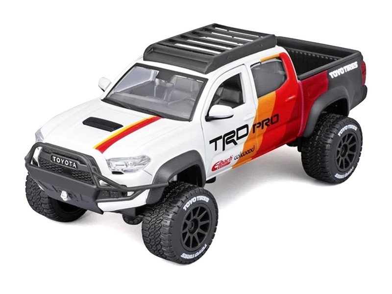 2023 Toyota Tacoma TRD PRO Off Road Pickup Truck White with Graphics and Roof Rack "Maisto Design" Series 1/27 Diecast Model Car by Maisto