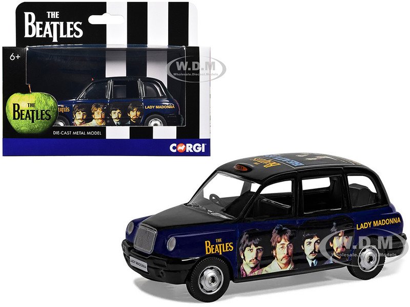 The Beatles London Taxi RHD (Right Hand Drive) "Lady Madonna" Black and Dark Blue with Graphics Diecast Model Car by Corgi