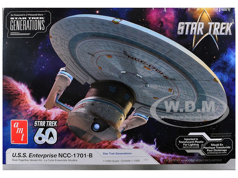 Skill 2 Model Kit U.S.S. Enterprise NCC-1701-B Space Ship "Star Trek Generations" (1994) Movie 1/1000 Scale Model by AMT