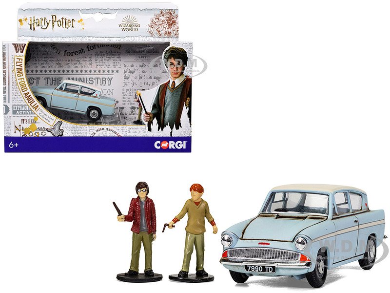 Corgi Harry Potter Flying Ford Anglia RHD Light Blue with Harry & Ron