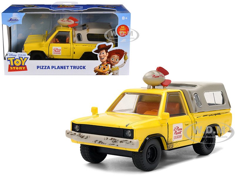 Pizza Planet Truck Yellow (Weathered) with Beige Camper "Toy Story" (1995) Movie "Hollywood Rides" Series 1/32 Diecast Model Car by Jada