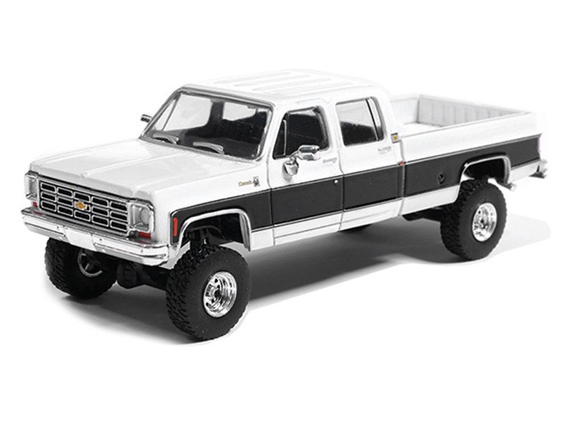 1978 Chevrolet Silverado K30 Crew Cab Pickup Truck White and Black 1/64 Diecast Model Car by IXO Models